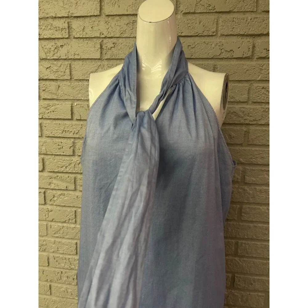 J.Crew Women Necktie Blue Oxford Cotton Dress Size 12T